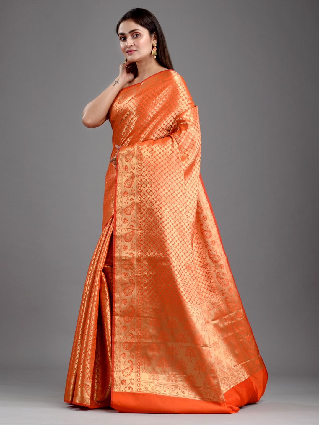 SAJASAJO HAND WOVEN OPARA SILK SAREE WITH JARI