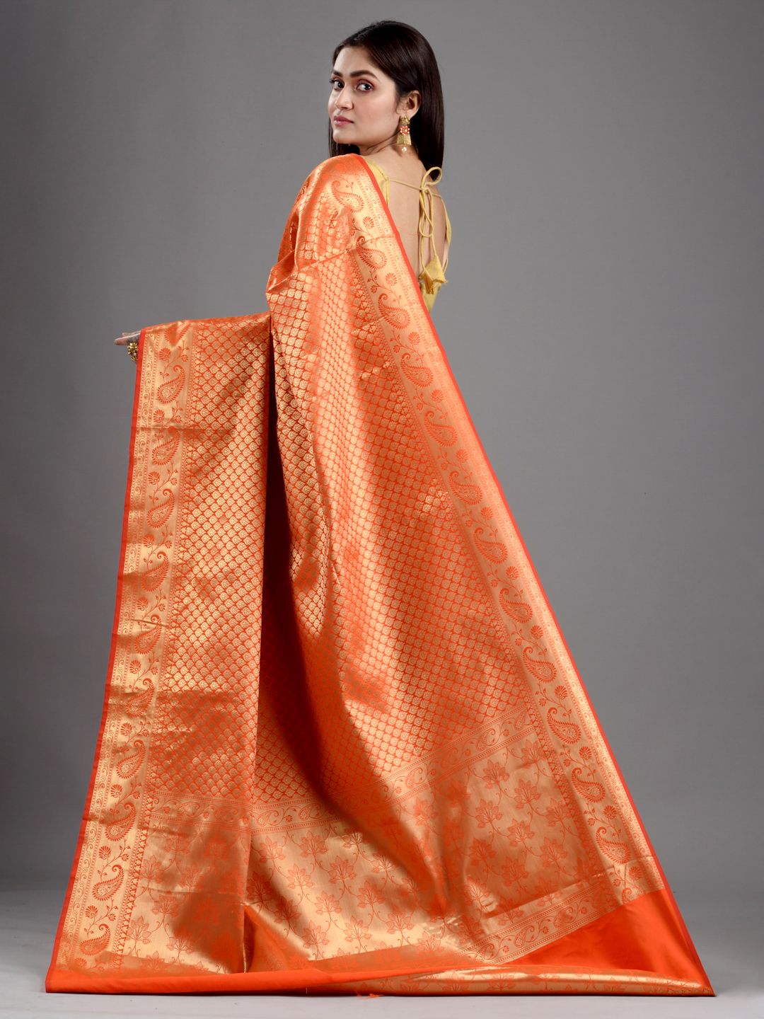 SAJASAJO HAND WOVEN OPARA SILK SAREE WITH JARI