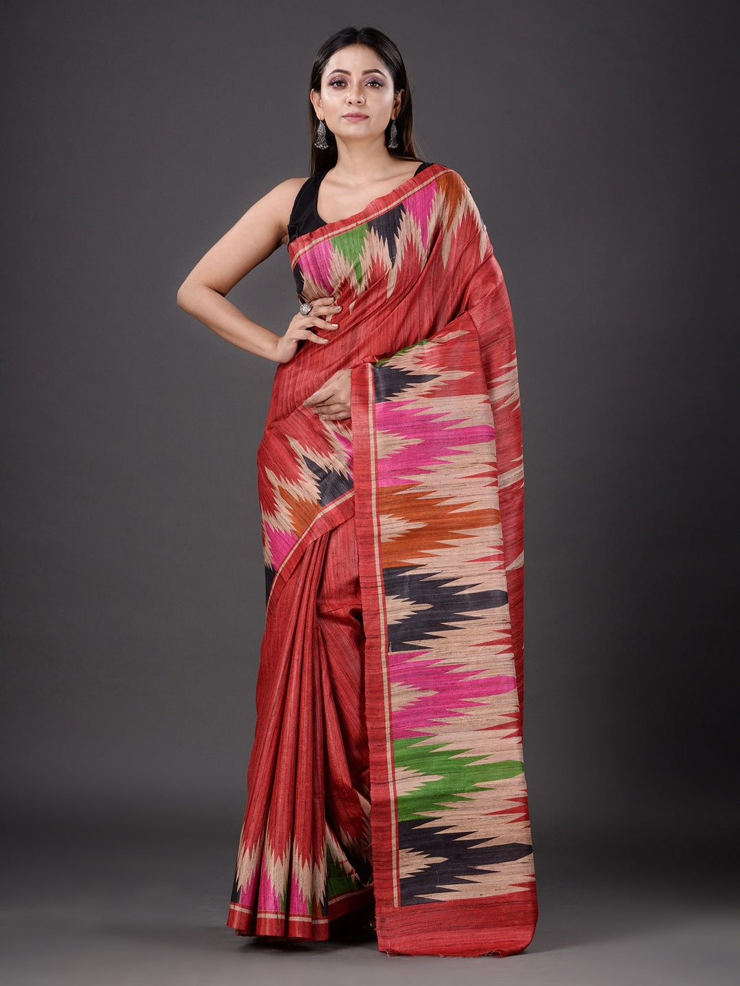 PURE GHICHA IKKAT PRINTED SAREE