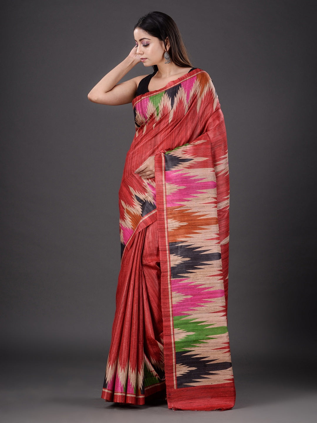 PURE GHICHA IKKAT PRINTED SAREE