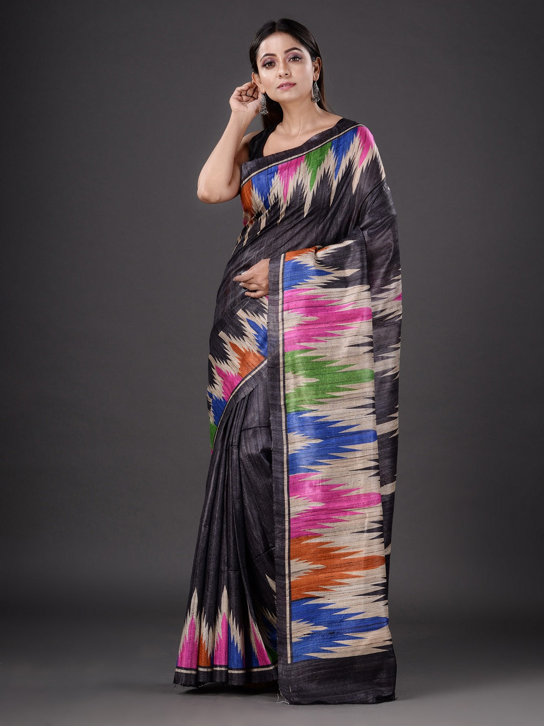 PURE GHICHA IKKAT PRINTED SAREE