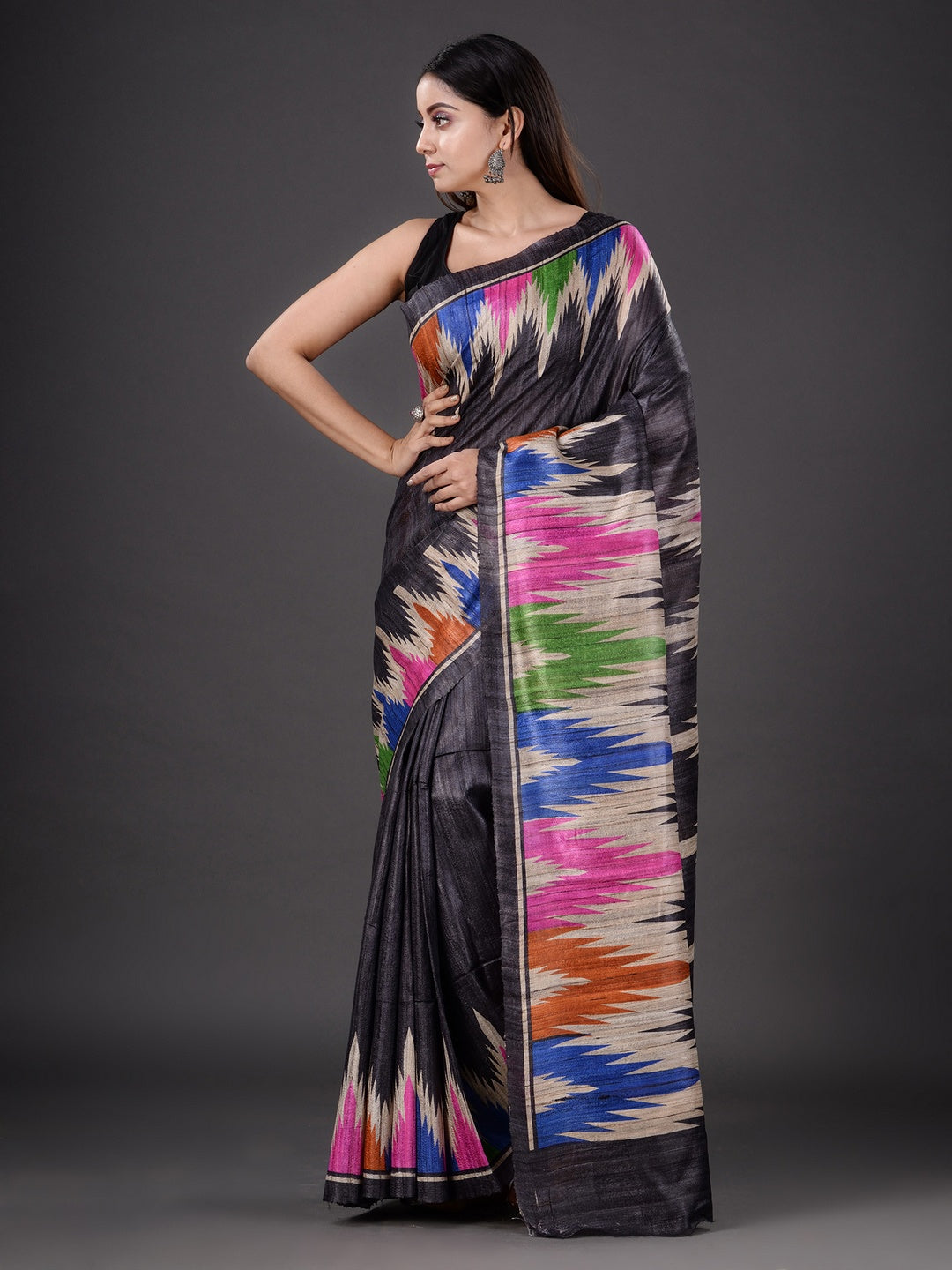 PURE GHICHA IKKAT PRINTED SAREE