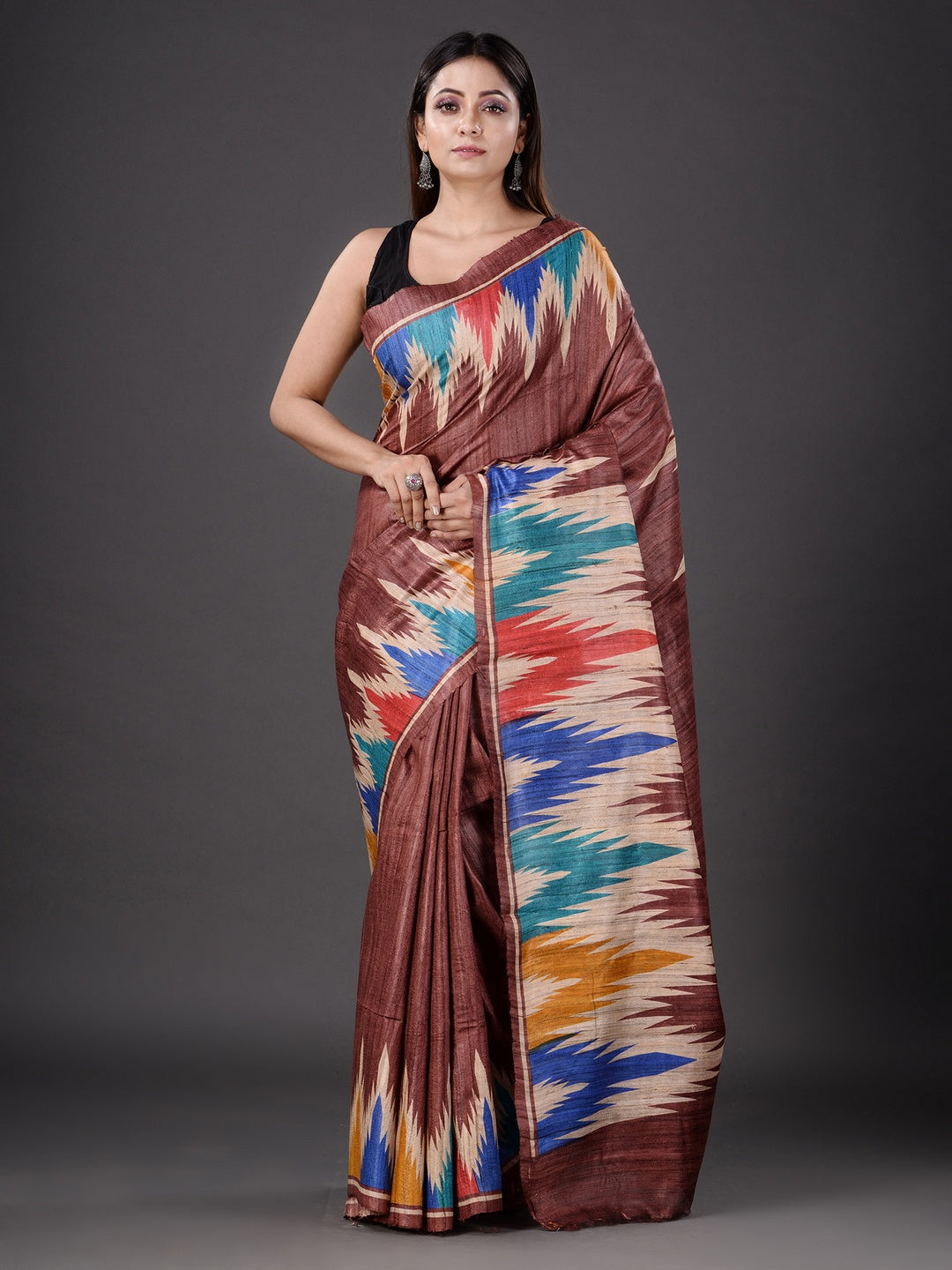 PURE GHICHA IKKAT PRINTED SAREE