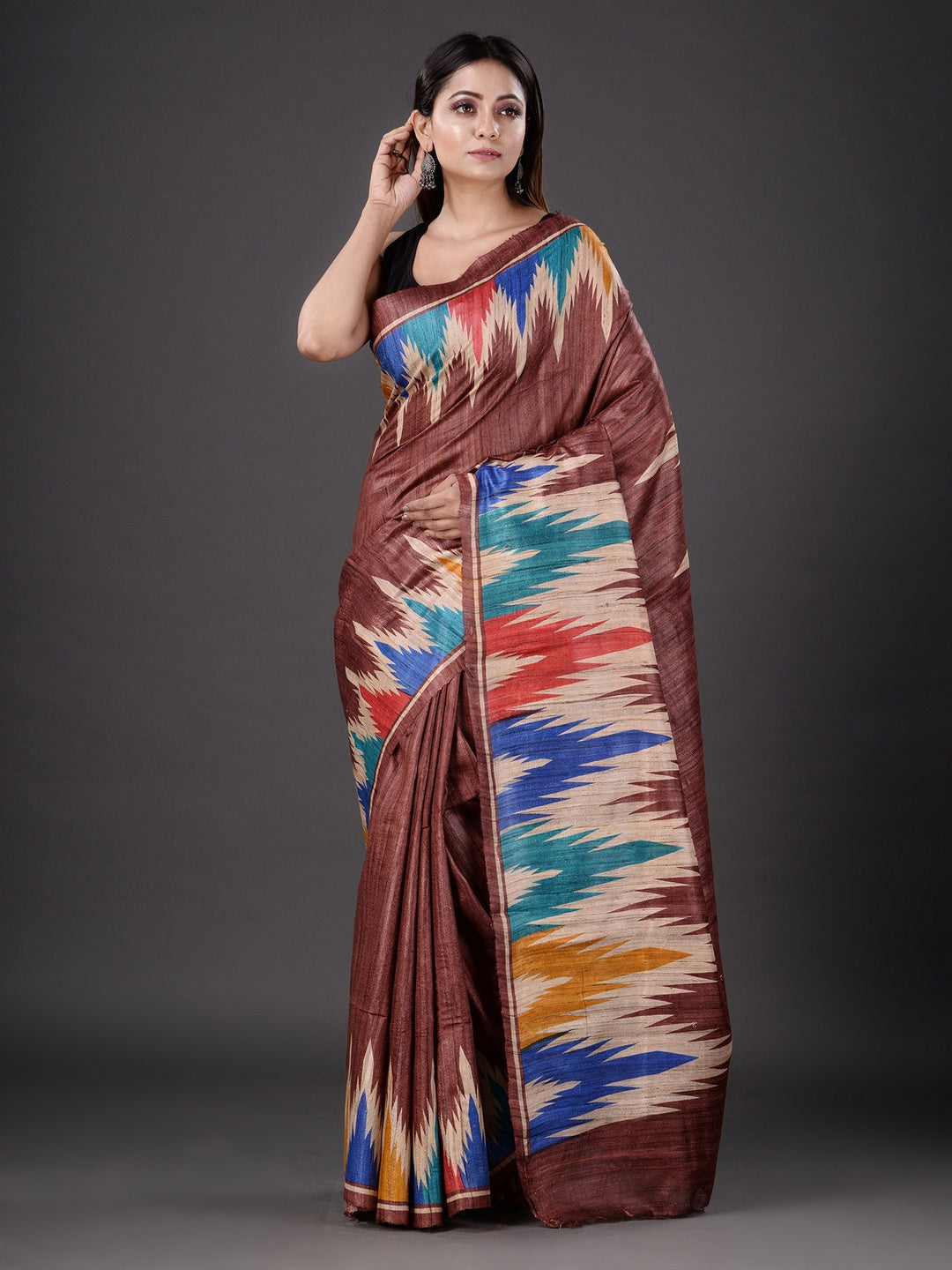 PURE GHICHA IKKAT PRINTED SAREE