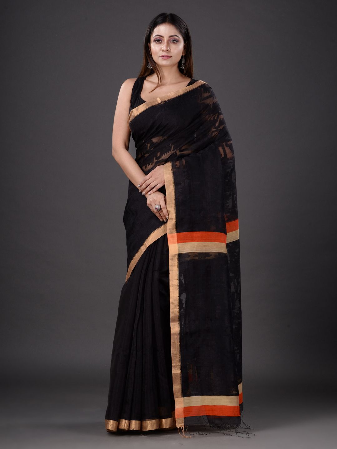 PURE SILK AND MATKA HALF AND HALF JAMDANI SAREE