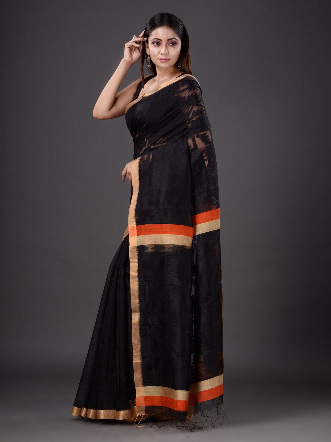 PURE SILK AND MATKA HALF AND HALF JAMDANI SAREE