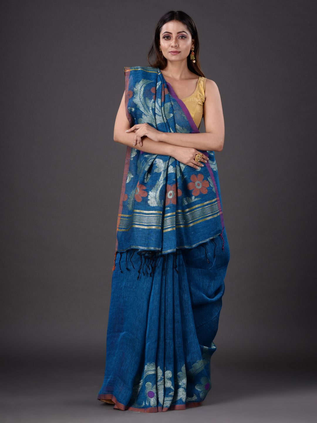 Pure Linen Hand Woven Saree