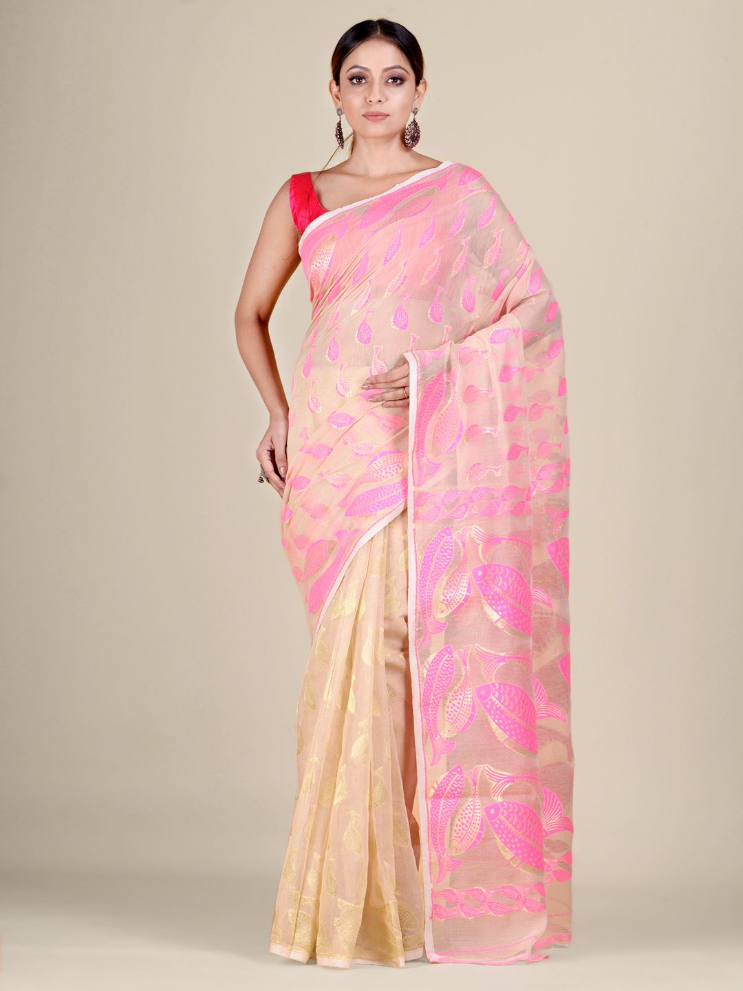 SILK COTTON HAND WOVEN SOFT JAMDANI SAREE