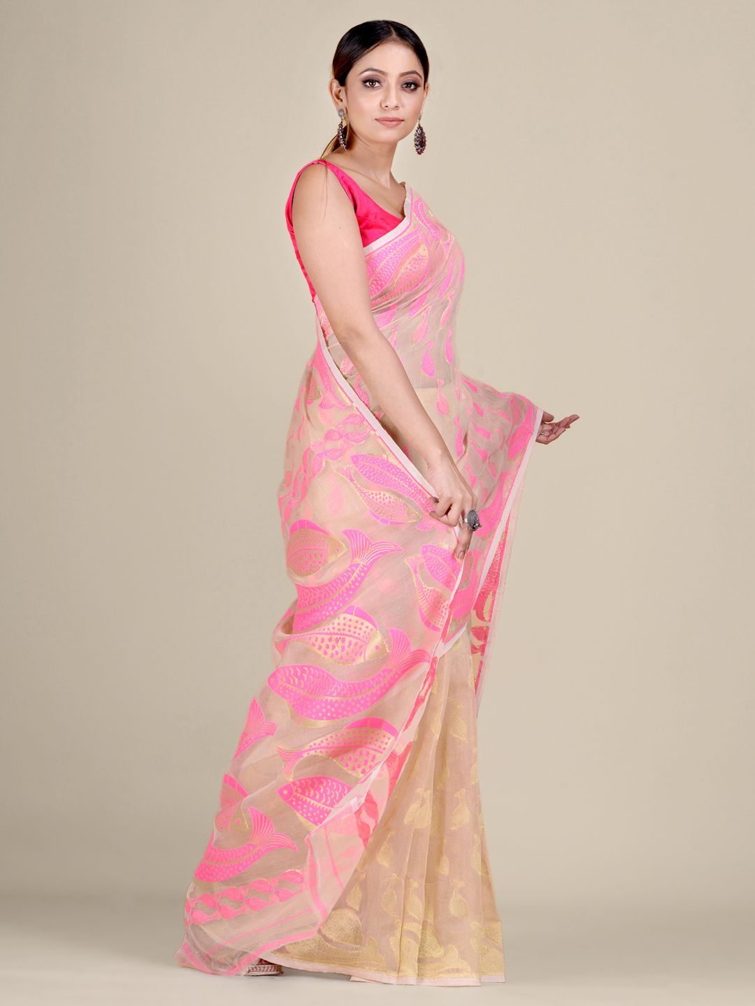 SILK COTTON HAND WOVEN SOFT JAMDANI SAREE