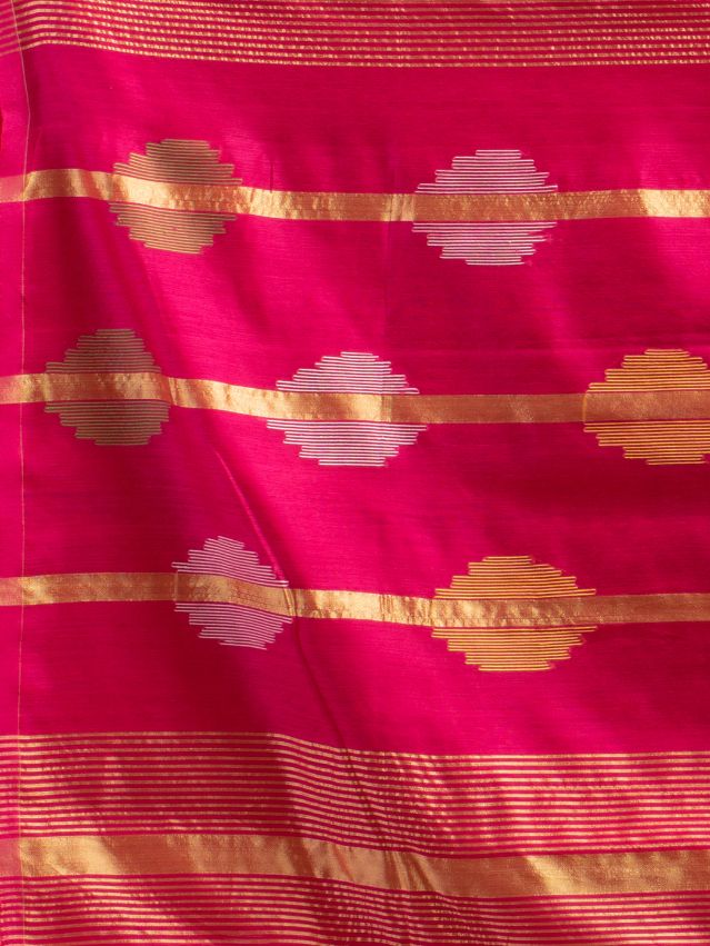 SILK AND COTTON HAND WOVEN DHAKAI PATTERN SAREE