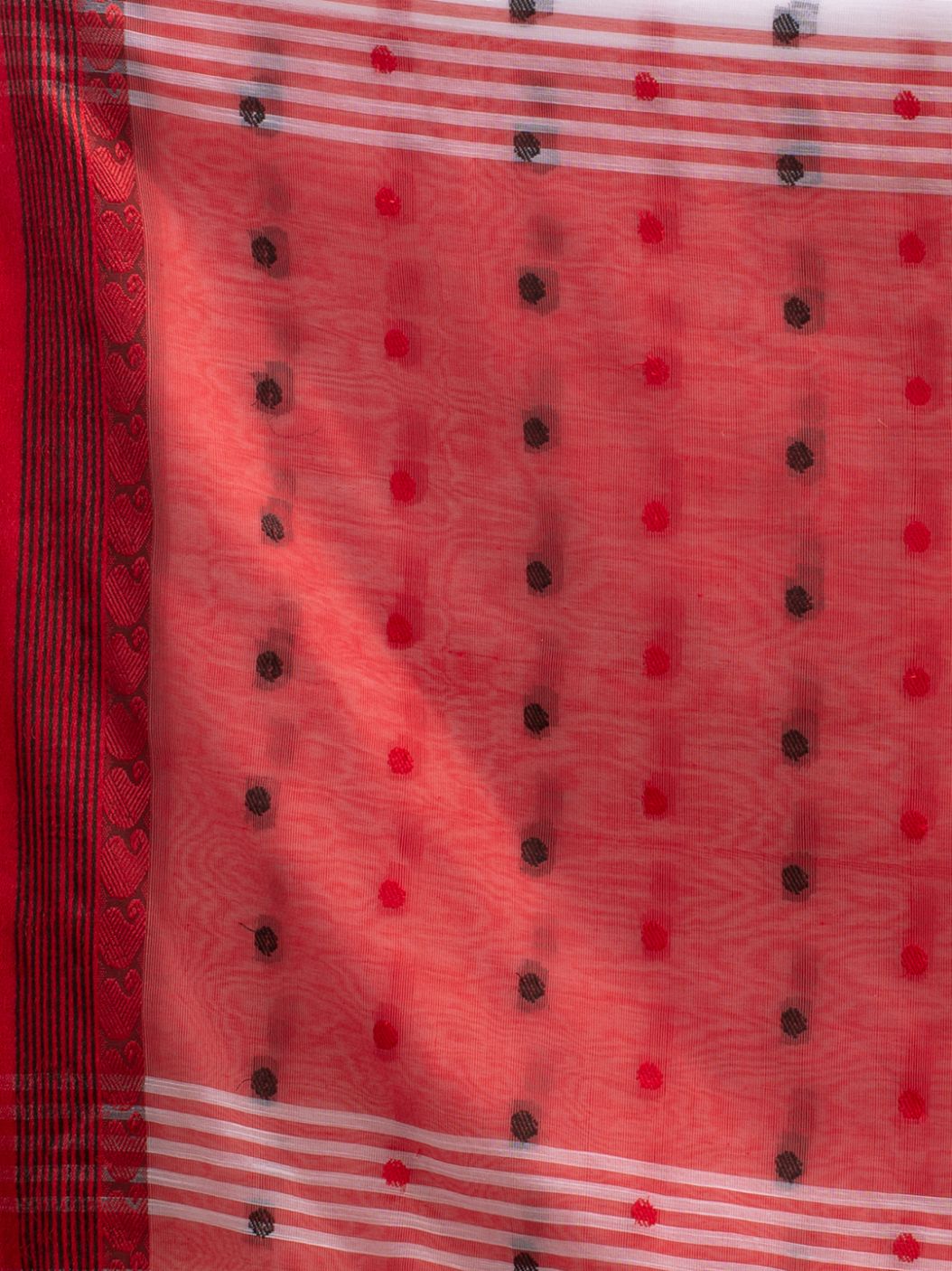 SILK AND COTTON HAND WOVEN POLKA DOT SAREE