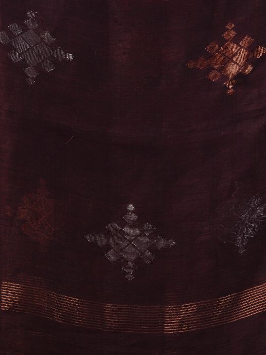 Pure Linen Handwoven Zari Work Saree