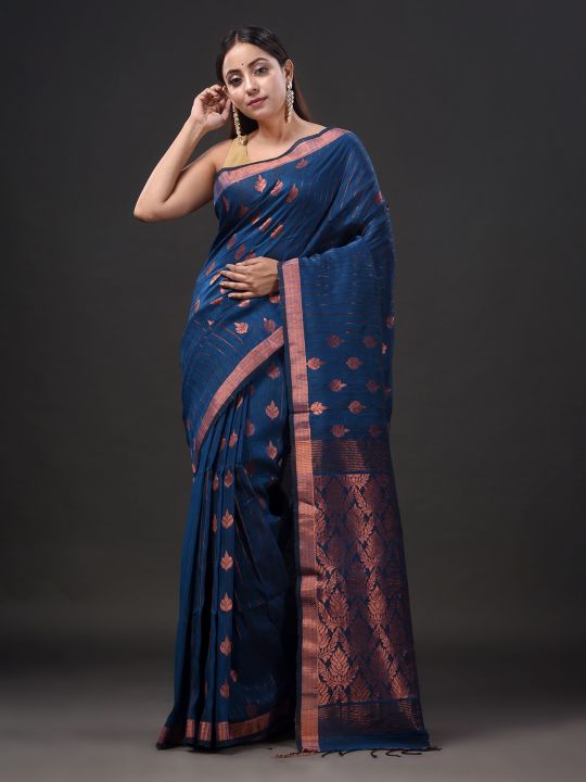 Pure Linen Handwoven Zari Work Saree