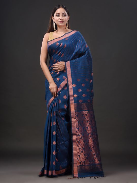 Pure Linen Handwoven Zari Work Saree