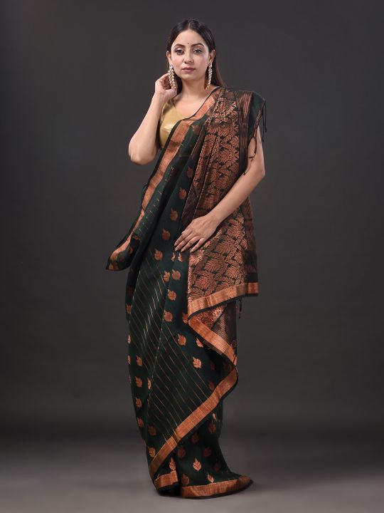 Pure Linen Handwoven Zari Work Saree