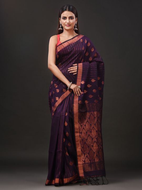 Pure Linen Handwoven Zari Work Saree