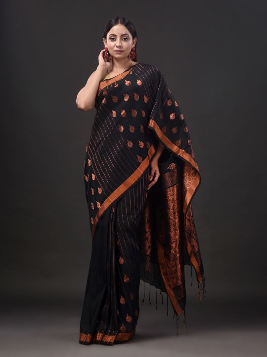 Pure Linen Handwoven Zari Work Saree