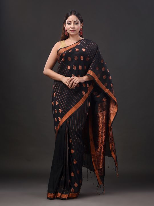 Pure Linen Handwoven Zari Work Saree