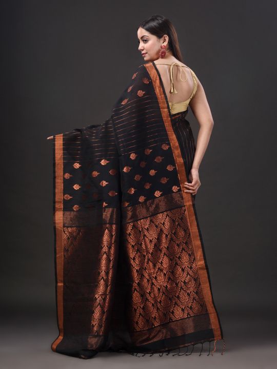 Pure Linen Handwoven Zari Work Saree