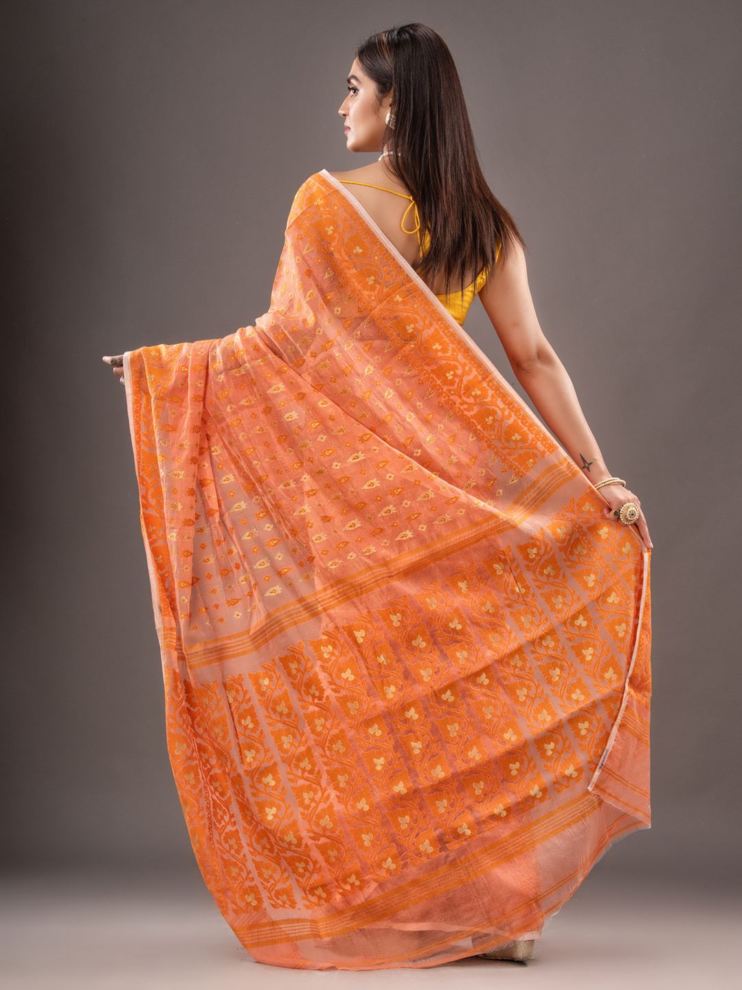 Silk Cotton  buti work  Jamdani Saree