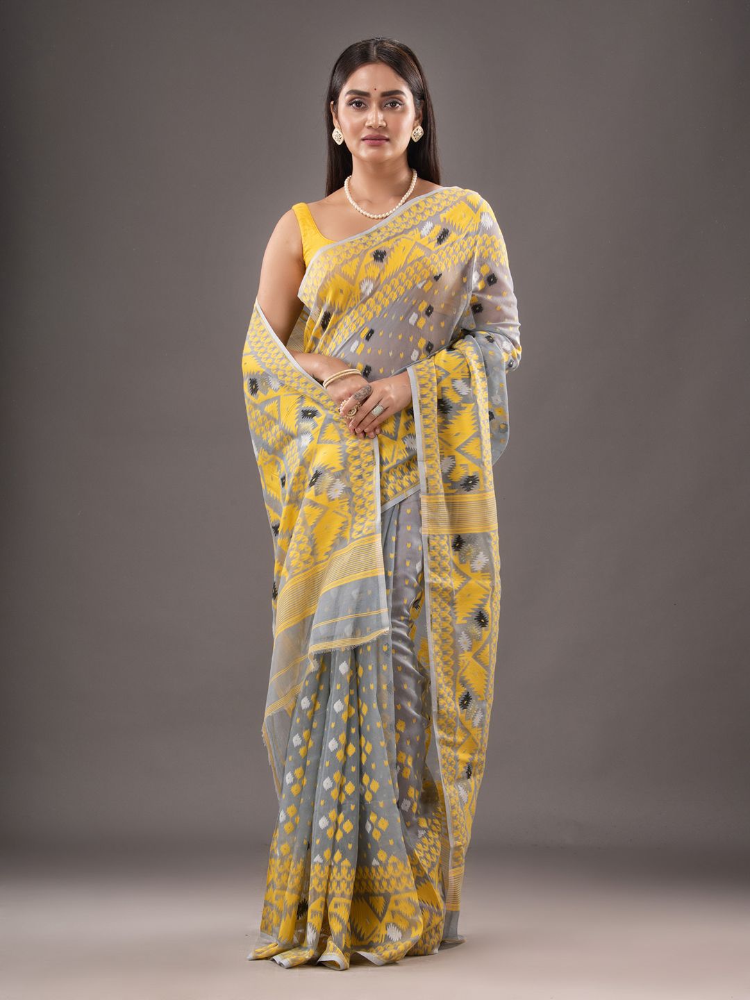 Silk Cotton  buti work  Jamdani Saree