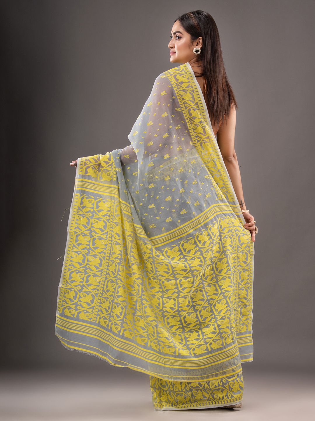 Silk Cotton  buti work  Jamdani Saree