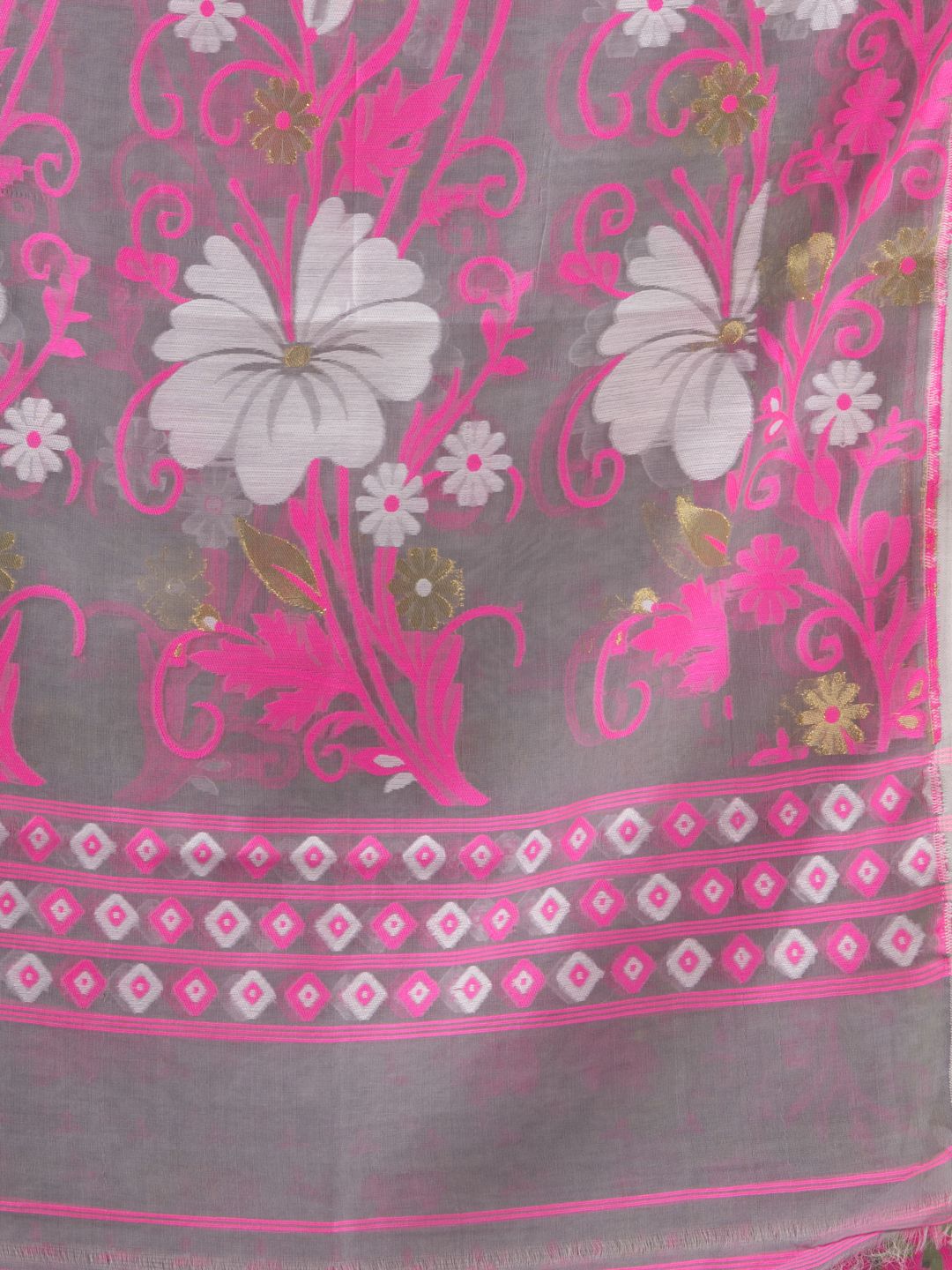 Silk Cotton  buti work  Jamdani Saree