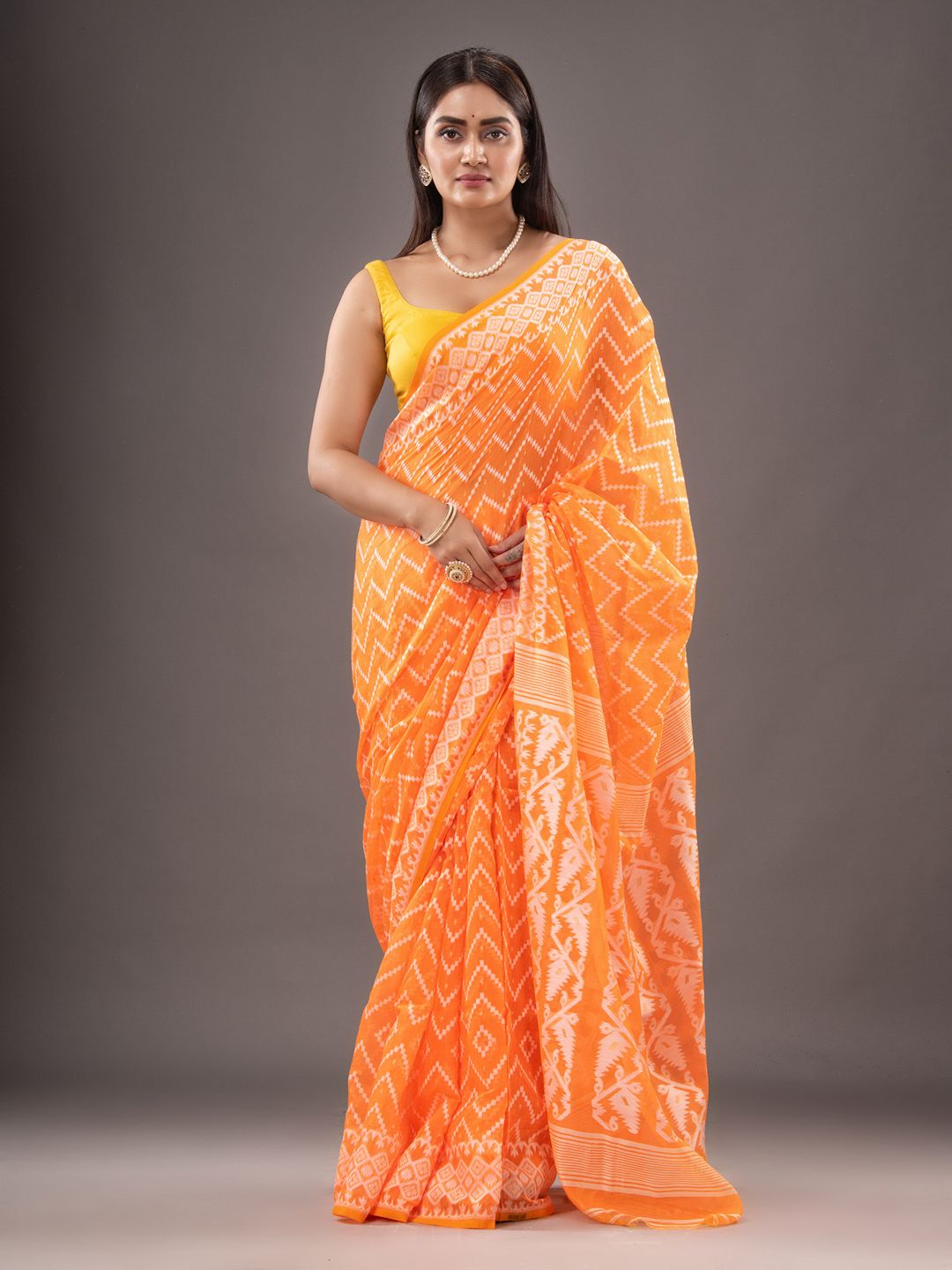 Silk Cotton  buti work  Jamdani Saree