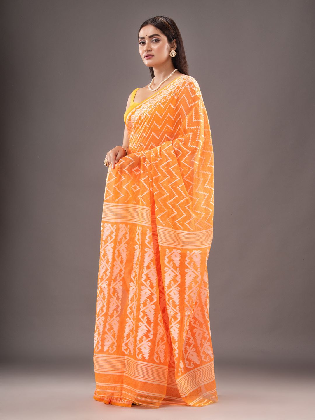 Silk Cotton  buti work  Jamdani Saree