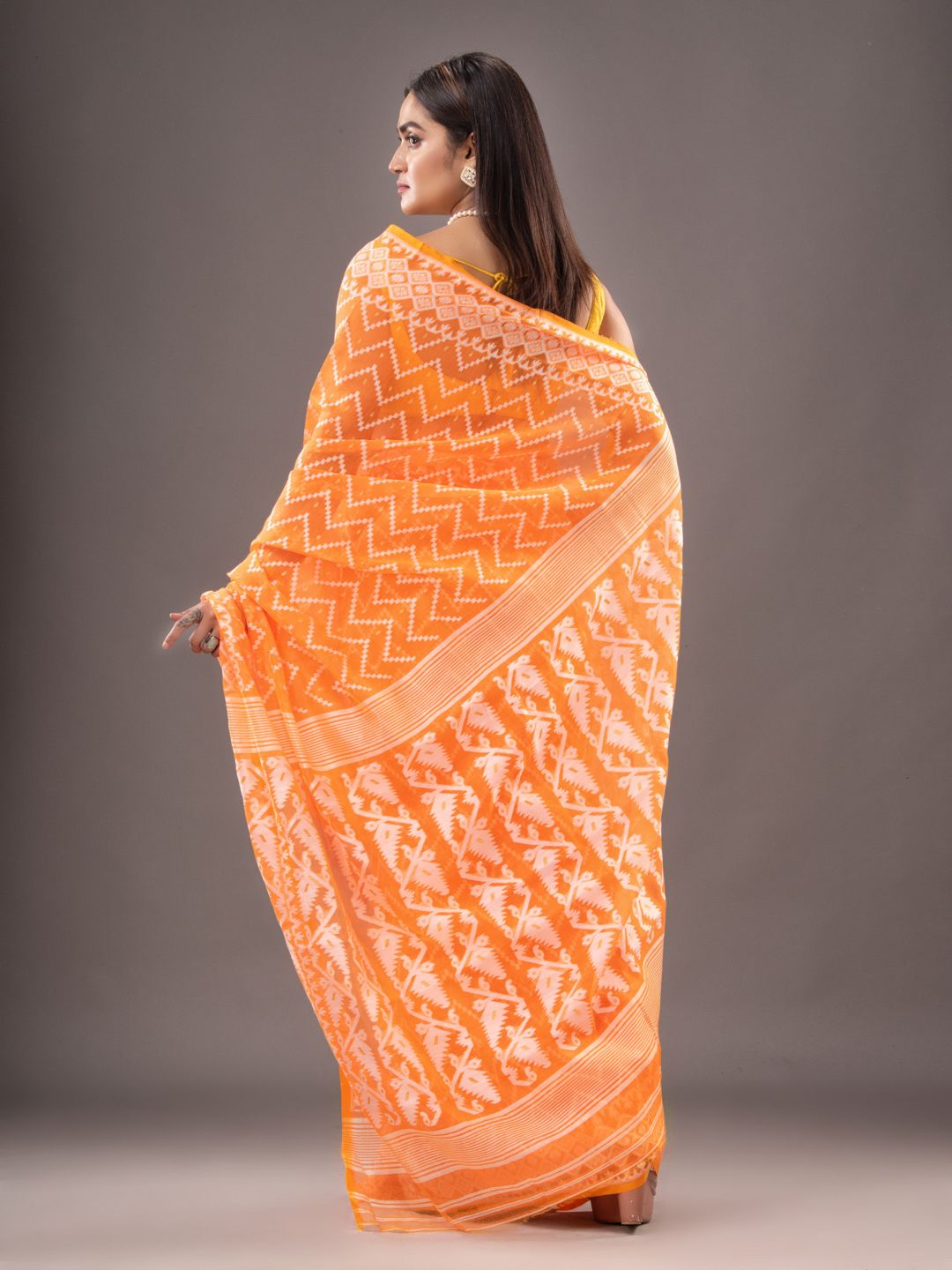 Silk Cotton  buti work  Jamdani Saree