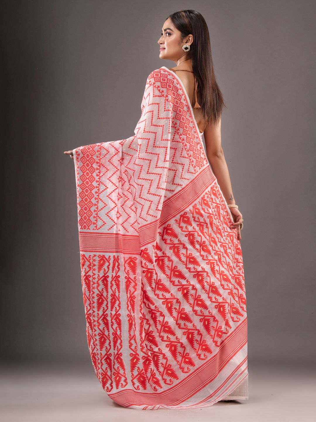 Silk Cotton  buti work  Jamdani Saree