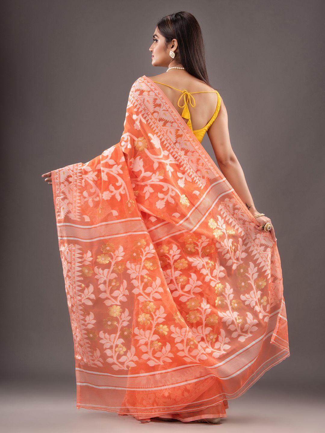 Silk Cotton  buti work  Jamdani Saree