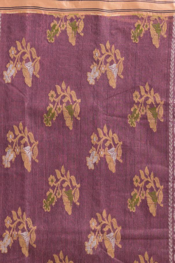 Purple Pure Cotton Dhakai Buti Handloom Saree