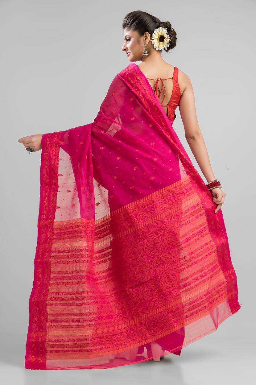 Rani Pure Cotton Dhakai Buti Handloom Saree