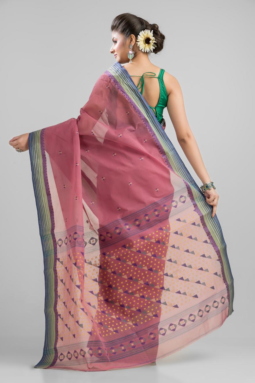 Mouve Pure Cotton Dhakai Buti Handloom Saree