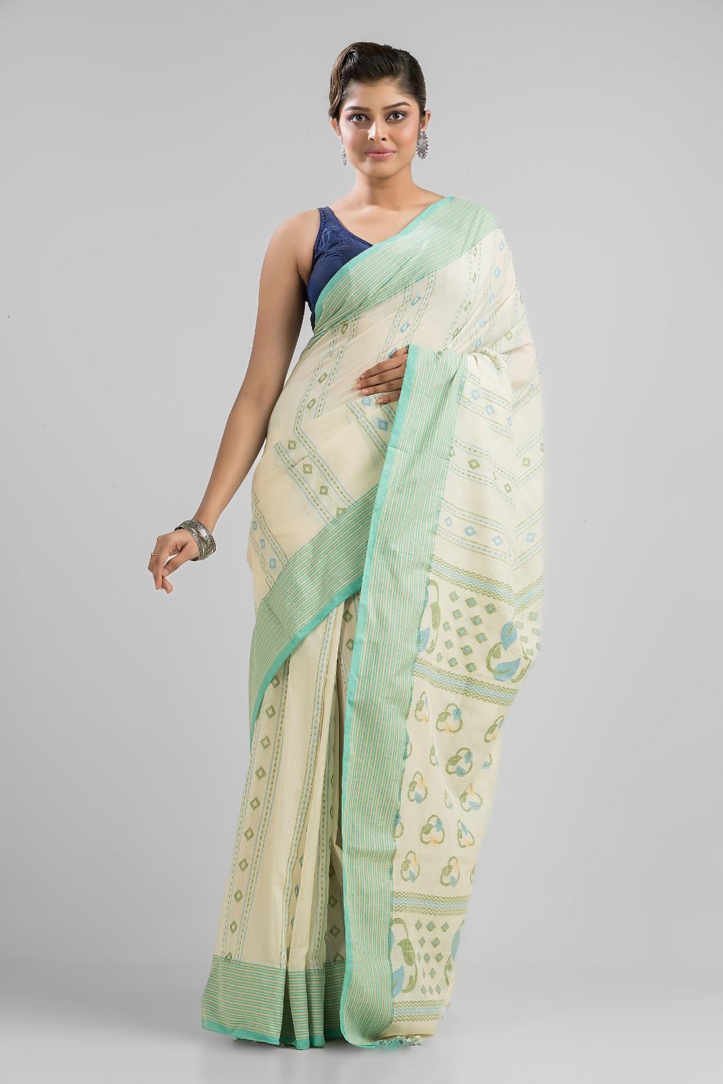 Pure Cotton Dhakai Buti Handloom Saree