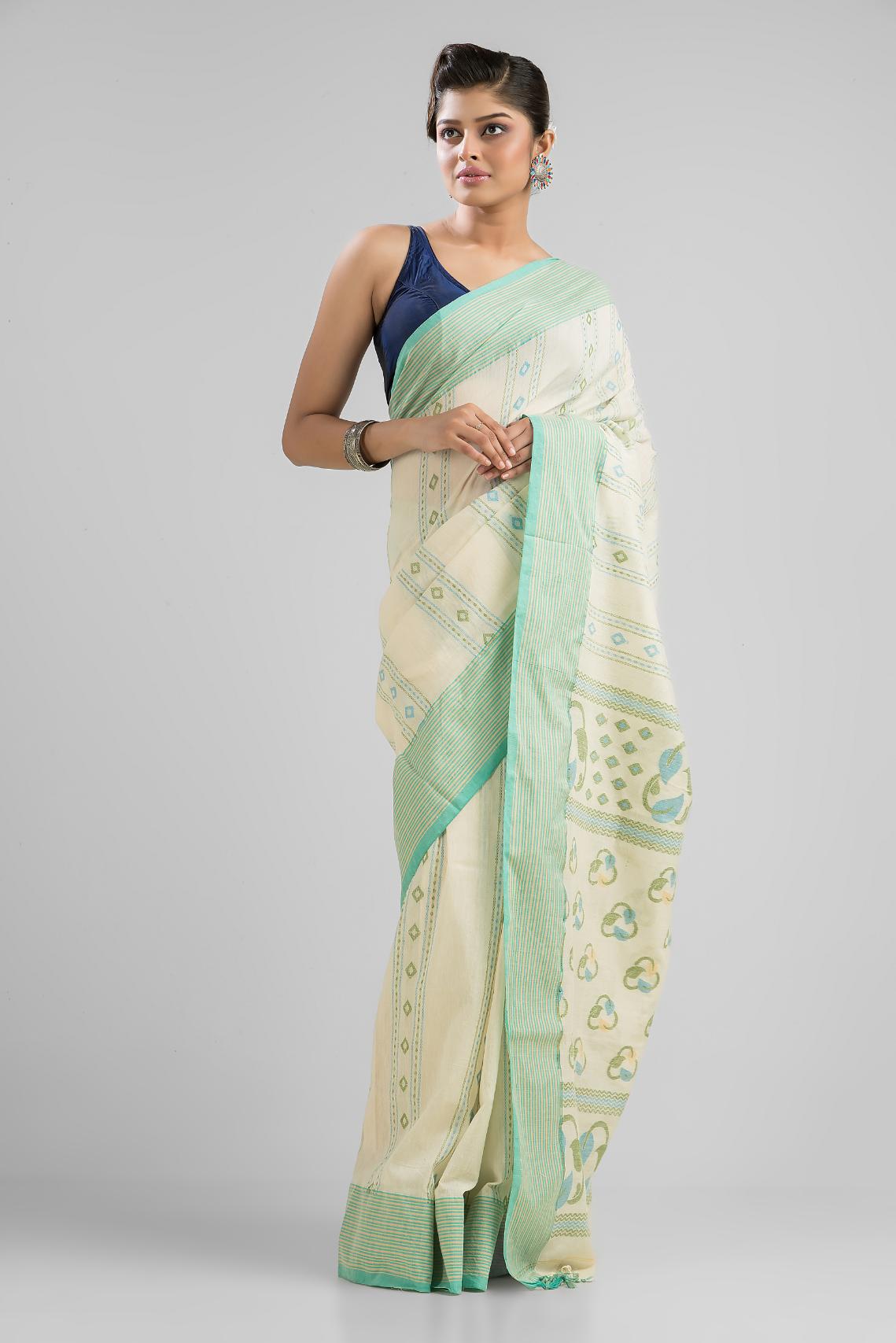 Pure Cotton Dhakai Buti Handloom Saree