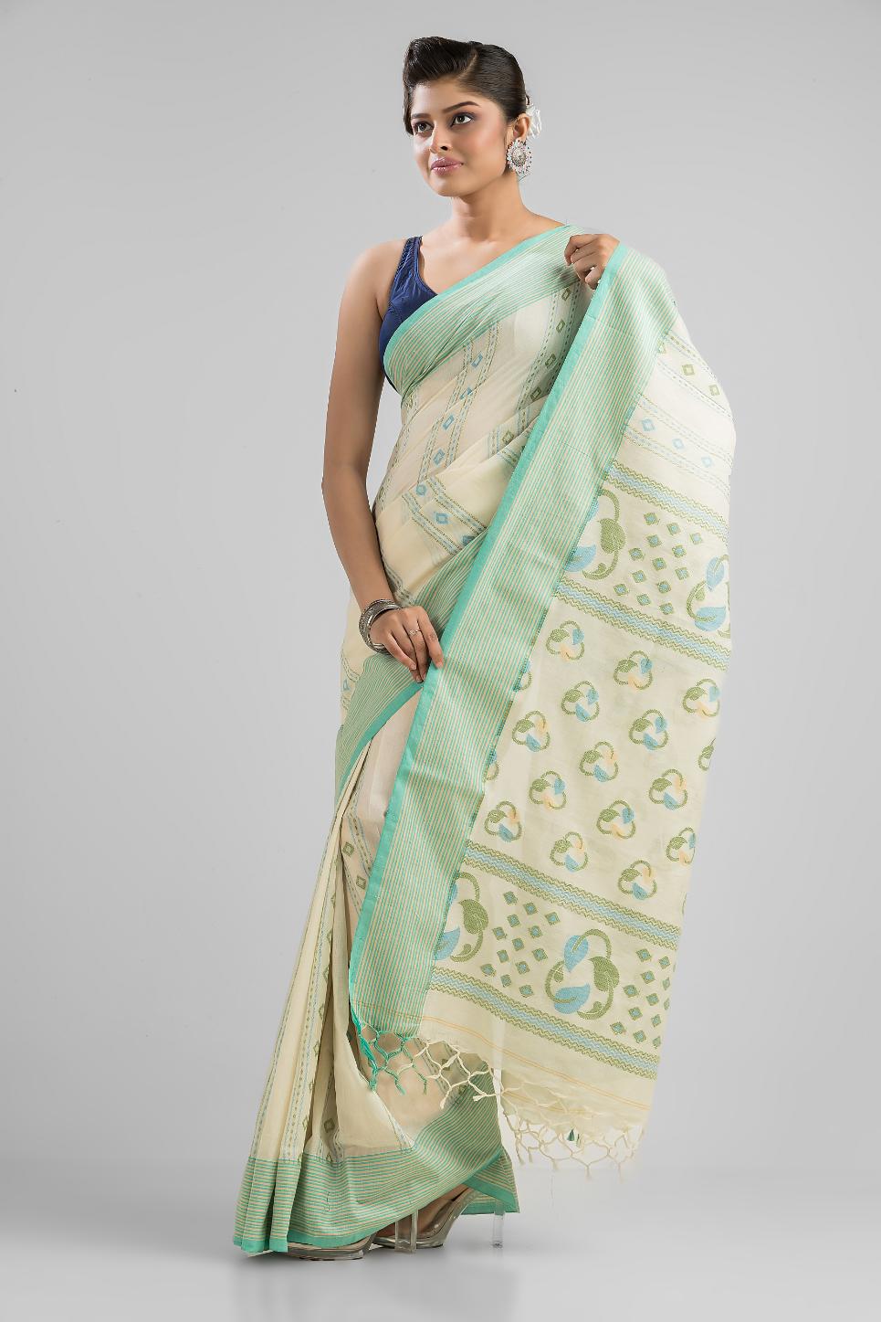 Pure Cotton Dhakai Buti Handloom Saree