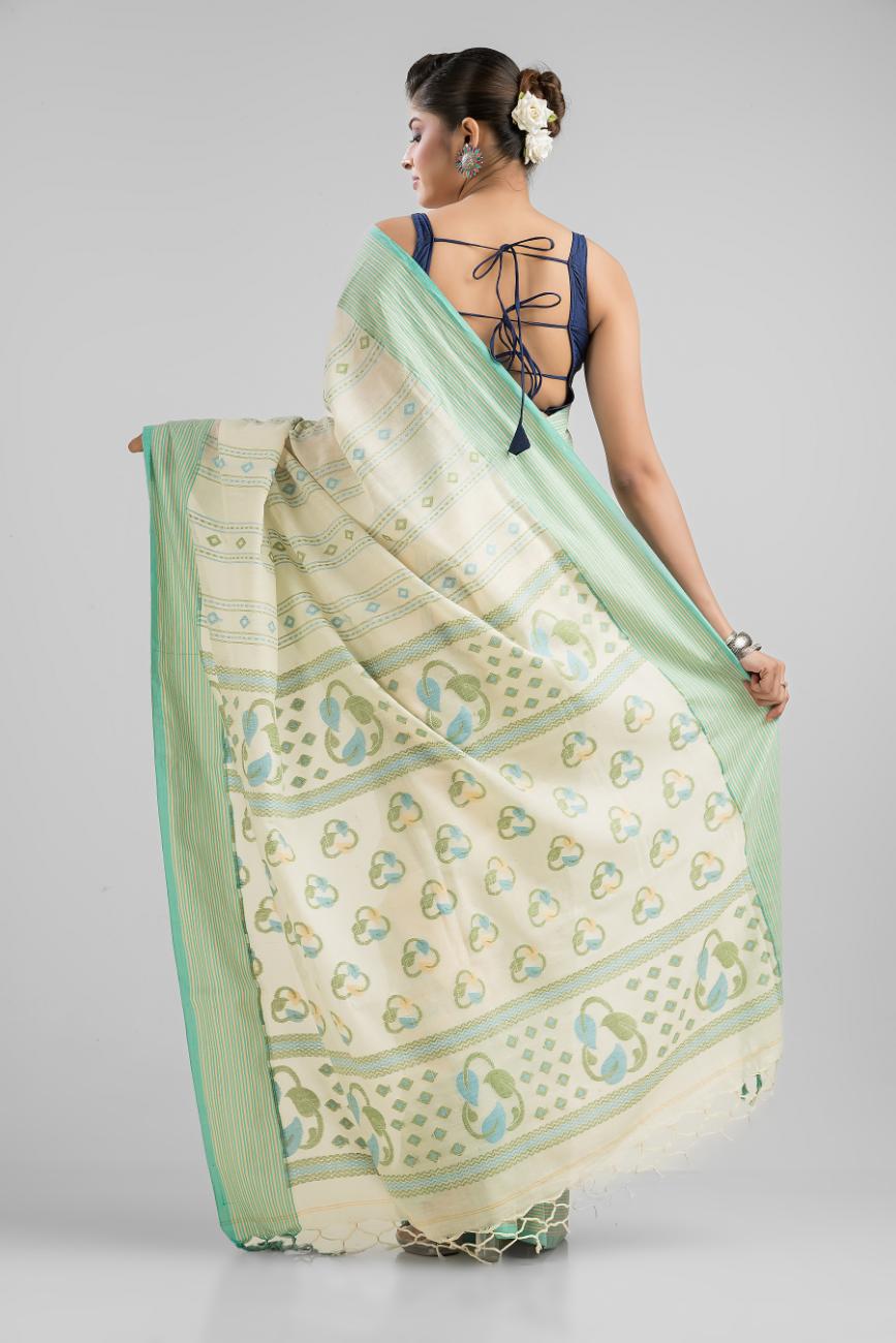 Pure Cotton Dhakai Buti Handloom Saree