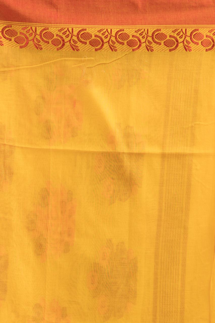 Yellow Pure Soft Cotton Dhakai Buti Handloom Saree