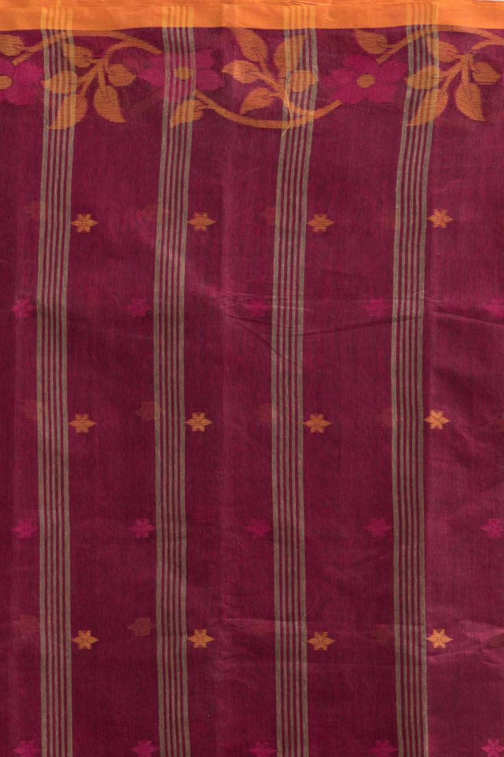 Magenta  Pure Cotton Handloom Tant  Saree