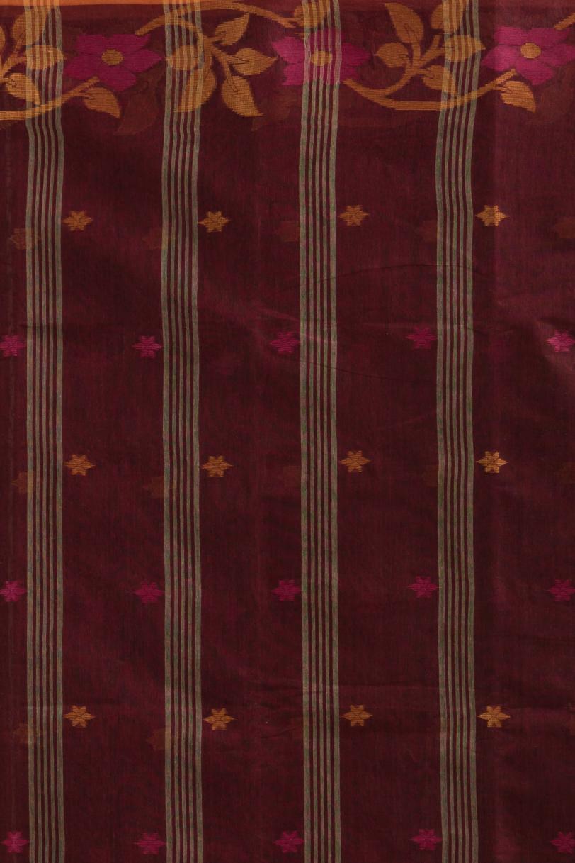 Multi Colour  Pure Cotton Handloom Tant  Saree