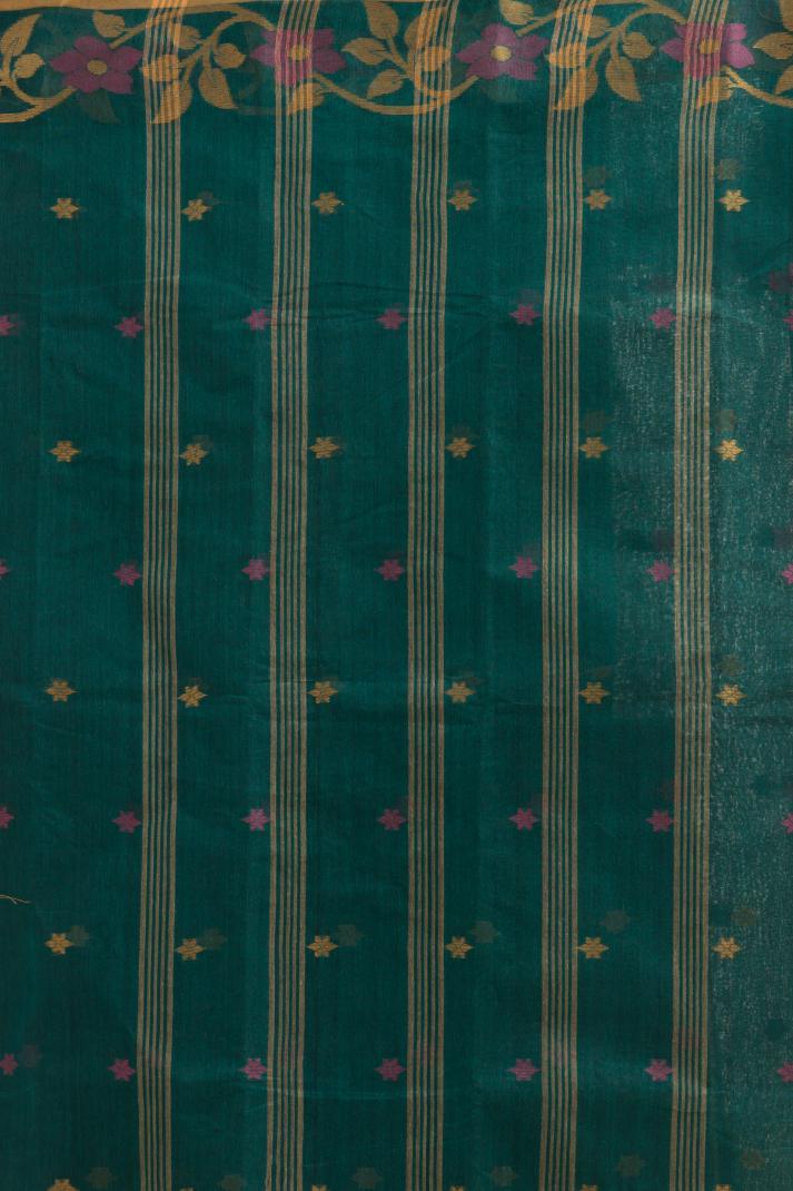 Green   Pure Cotton Handloom Tant  Saree