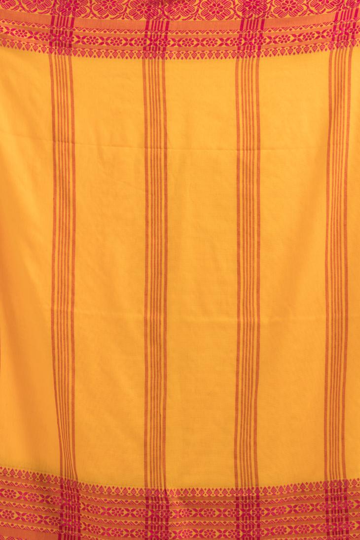 Yellow  Pure Cotton Handloom Begampuri Saree