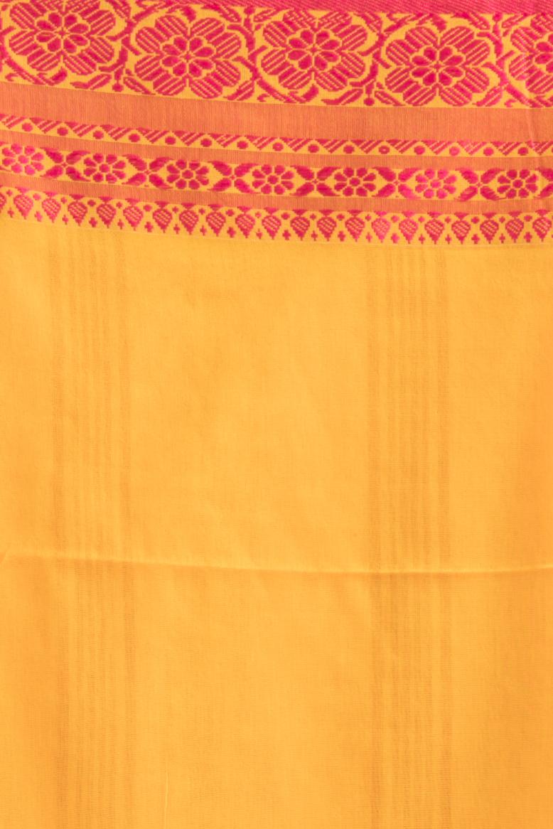 Yellow  Pure Cotton Handloom Begampuri Saree