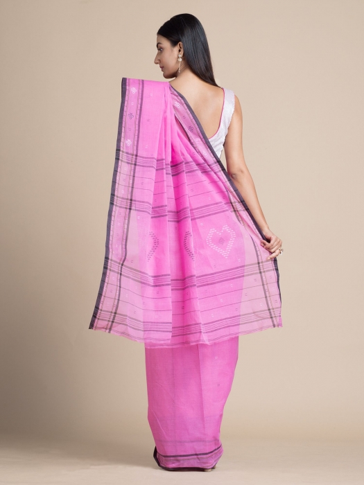 Taffy Pink Pure Cotton Saree With Woven Designs 1